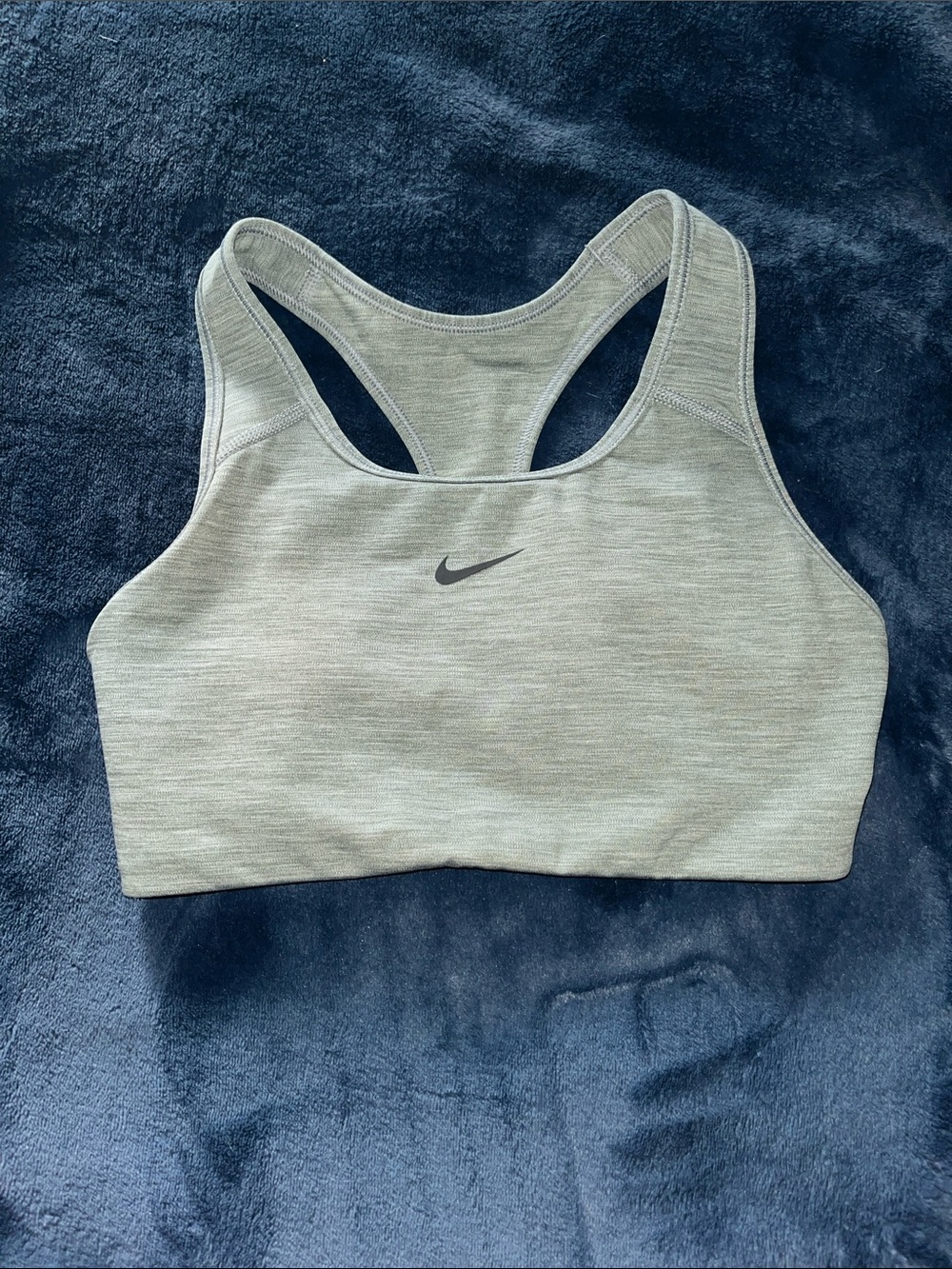 Nike Light Gray Racerback Sports Bra with Black Swoosh
